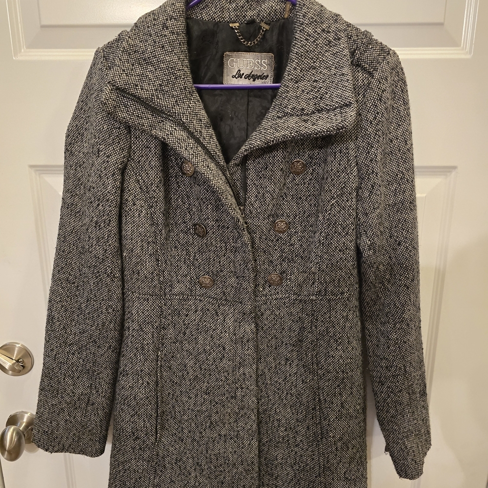 Guess Gray Pea Coat with Classic Tailored Design
